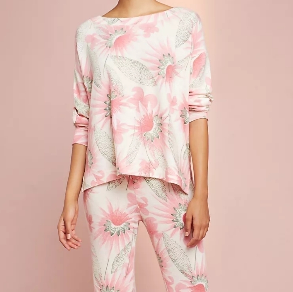 Anthropologie Floreat Floral Brushed Fleece Sweatshirt S